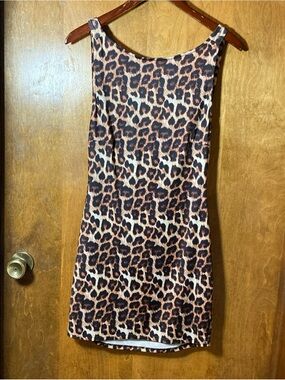 Pretty Little Thing Sz 2 Cheetah Print Mini Slip Festival, Party Dress, Backless